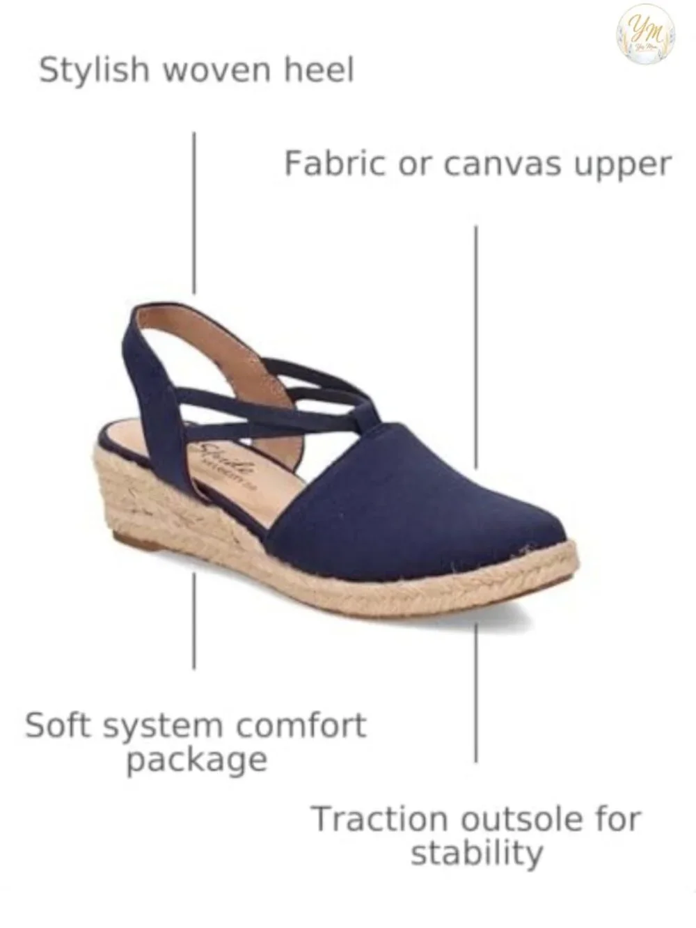 Canvas Epsadrille Wedge Slip-On with Woven Heel